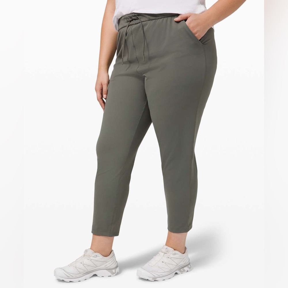 Lululemon Keep Moving Pant in Grey Sage, 7/8 length, High-Rise, size 12
